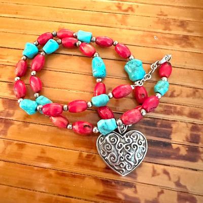 Turquoise Coral Sterling Silver Jewelry
