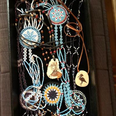 Native American Scrimshaw and Bead work