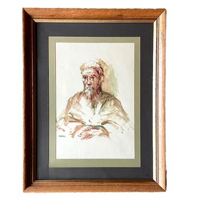Vintage Allan Davison Watercolor Painting "Jonathan" Portrait Framed Wall Art