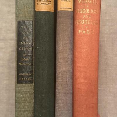 Four vintage books, each a significant work of literature