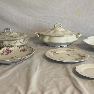 Floral And White Serving Dishes 