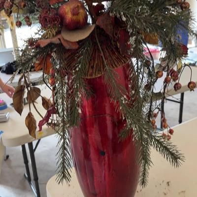 Red Decor Vase 22”
