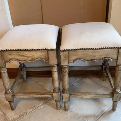Two Distressed Bar Stools