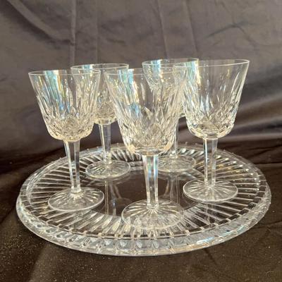 Lismore Waterford Wine Glasses And Crystal Plate