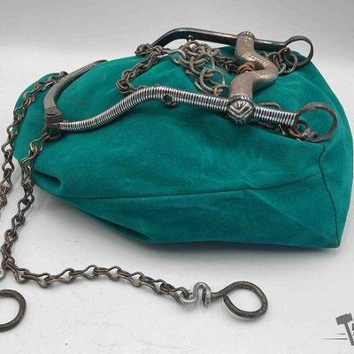 307 • vintage mexican made bit with silver striped inlay