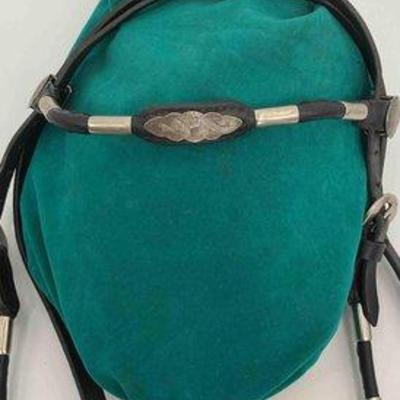 Sale Photo Thumbnail #324: 523 • black leather browband head stall and reins with ferrule accents