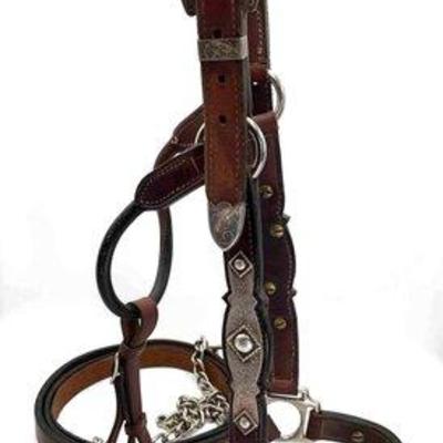 Sale Photo Thumbnail #234: 430 • vintage sterling silver engraved show halter with lead