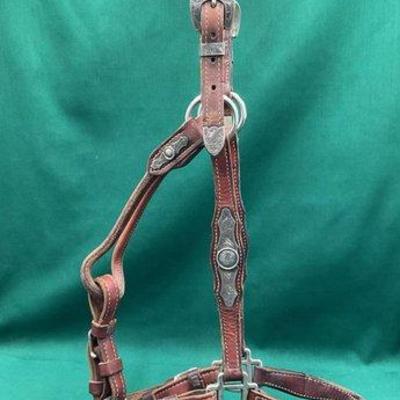 428 • vintage sterling silver engraved show halter with lead