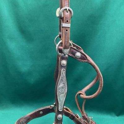 432 • vintage sterling silver overlay engraved show halter