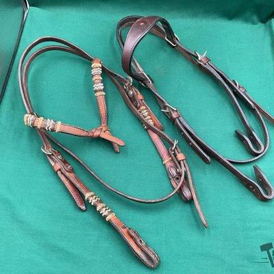 527 • 2 browband leather headstalls