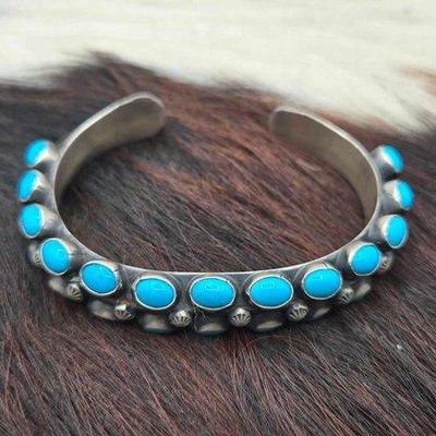 36 • handmade sterling silver & navajo turquoise cuff, 69.7g