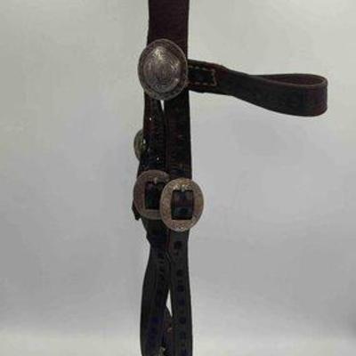 Sale Photo Thumbnail #313: 512 • antique browband headstall with engraved hardware