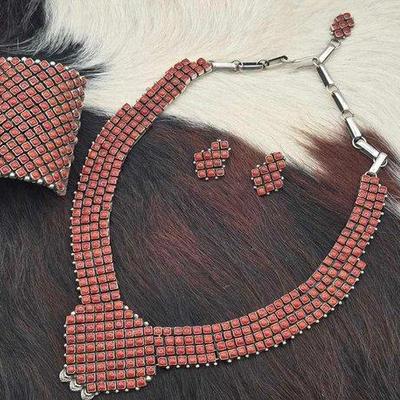 32 • handmade sterling silver and coral jewelry set