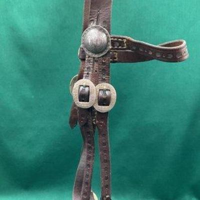 512 • antique browband headstall with engraved hardware