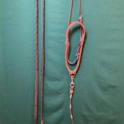 Sale Photo Thumbnail #414: 756 • leather tie down nose band and roping reins