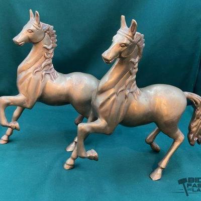 671 • 2 vintage brass horse statues