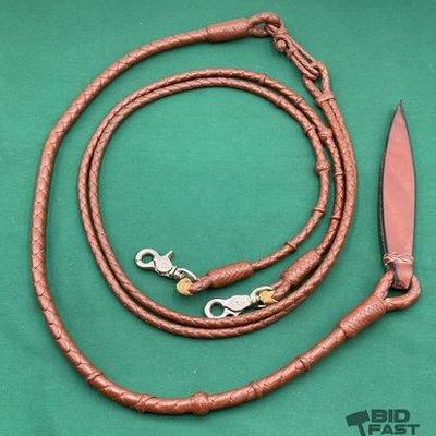 710 • braided leather romal reins with matching braided curb strap