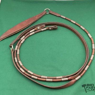 Sale Photo Thumbnail #389: 702 • leather and silver romal show rein set