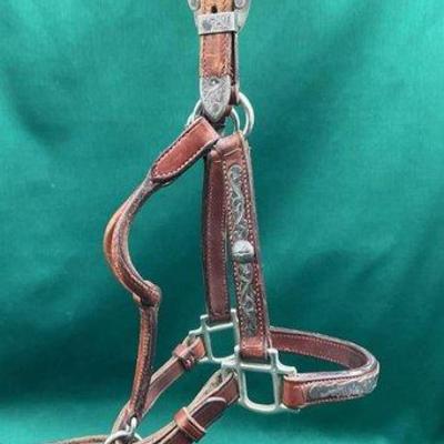 425 • vintage sterling silver engraved show halter with lead