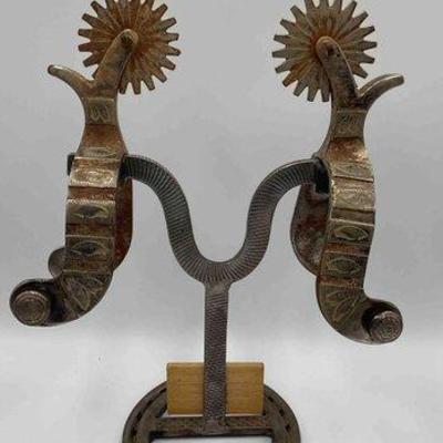Sale Photo Thumbnail #25: 73 • silver western style working spurs