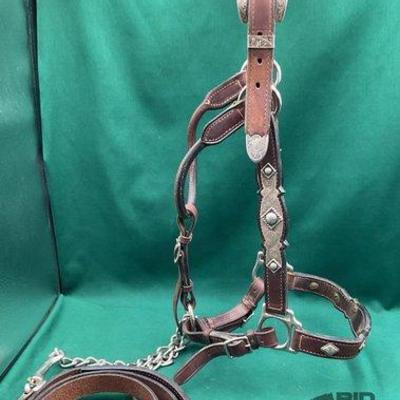 430 • vintage sterling silver engraved show halter with lead