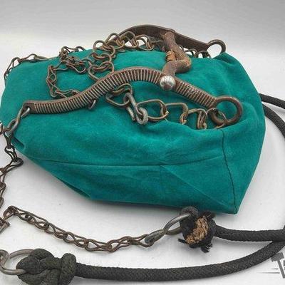 308 • antique mexican made bit with silver inlay striping