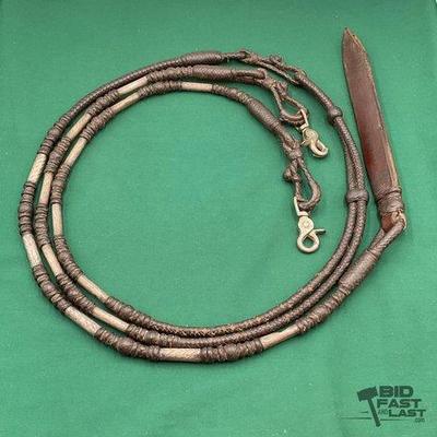 713 • braided leather:kangaroo silver romal rein set