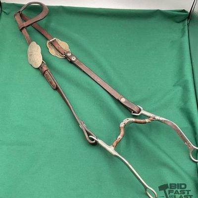 Sale Photo Thumbnail #272: 468 • vintage leather head stall with myler bit