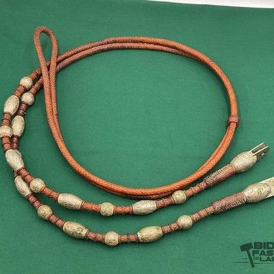 Sale Photo Thumbnail #407: 720 • braided leather reins with silver