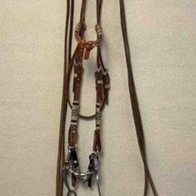 451 • leather and rawhide bridle with myler bit