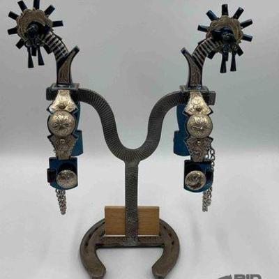 53 • garcia blued spurs with sterling silver overlay