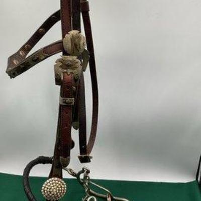 489 • western silver headstall with gag bit