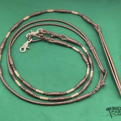 700 • braided leather:kangaroo romal show rein set