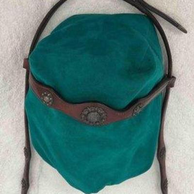 Sale Photo Thumbnail #325: 524 • vintage leather head stall with silver overlay