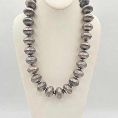 22 • handmade native american navajo bench made stamped bead necklace