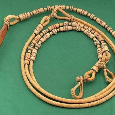 708 • vaquero style braided rawhide romal reins
