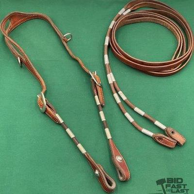 Sale Photo Thumbnail #334: 533 • leather one ear headstall with matching reins