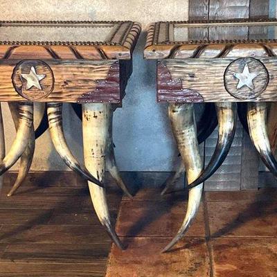 262 • two custom longhorn shadow box end tables