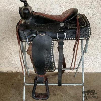 133 • black tooled western show saddle
