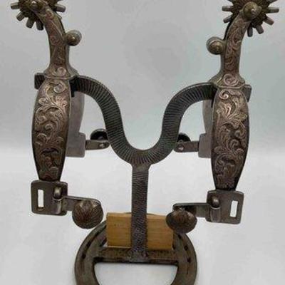 Sale Photo Thumbnail #4: 52 • vintage western style silver spurs