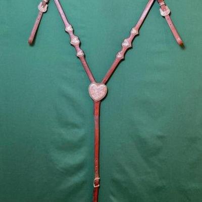 627 • vintage silver heart western breast collar
