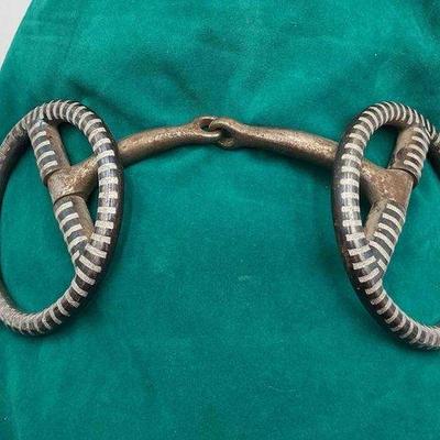 247 • unique sterling silver inlaid prison style snaffle bit