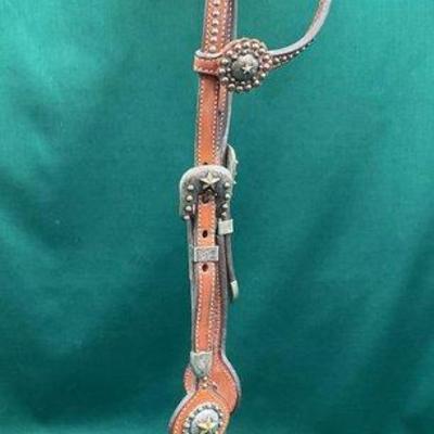 516 • cowperson tack one ear head stall with engraved silver plate
