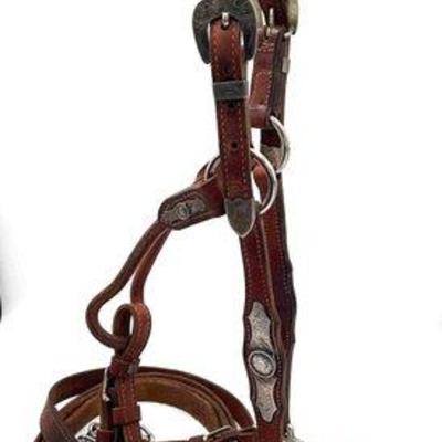Sale Photo Thumbnail #232: 428 • vintage sterling silver engraved show halter with lead