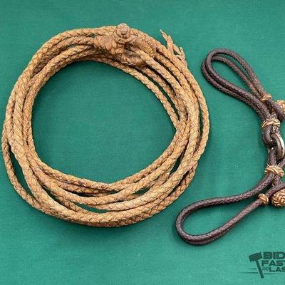Sale Photo Thumbnail #345: 550 • braided rawhide reata with braided leather hobbles