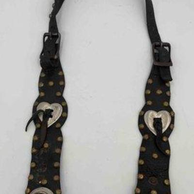 Sale Photo Thumbnail #319: 518 • antique studded one ear western head stall