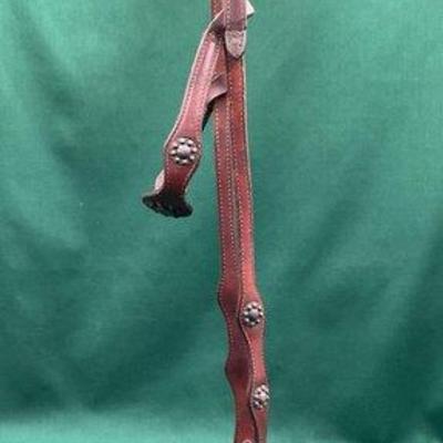 524 • vintage leather head stall with silver overlay
