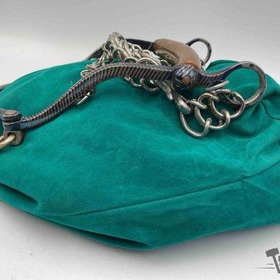 309 • unique mexican bit blued with silver inlay