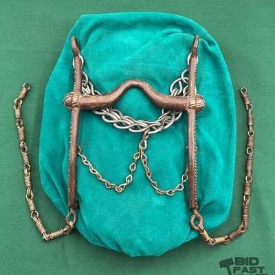 312 • vintage mexican made bit with silver striped inlay