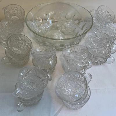 Punch Bowl And 20 Tea Cups Set